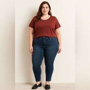 Lane Bryant midrise skinny signature fit flex magic waist Stonewashed distressed